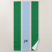 Serviette de plage à monogramme et rayure de cours (Devant)