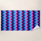 Serviette de plage à motif chevron bleu rose Cool (Devant)