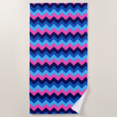 Serviette de plage à motif chevron bleu rose Cool (Devant)