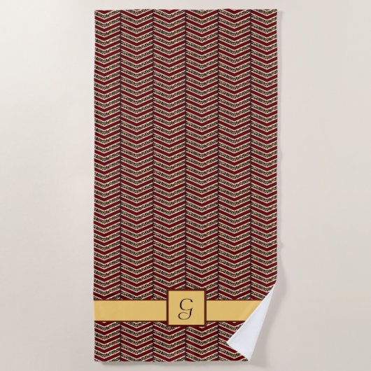 Serviette de plage à motif chevron imprimé léopard (Devant)