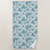 Serviette de plage à motif de baleine océanique (Devant)