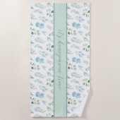 Serviette de plage à motif de feuille aquarelle "C (Devant)