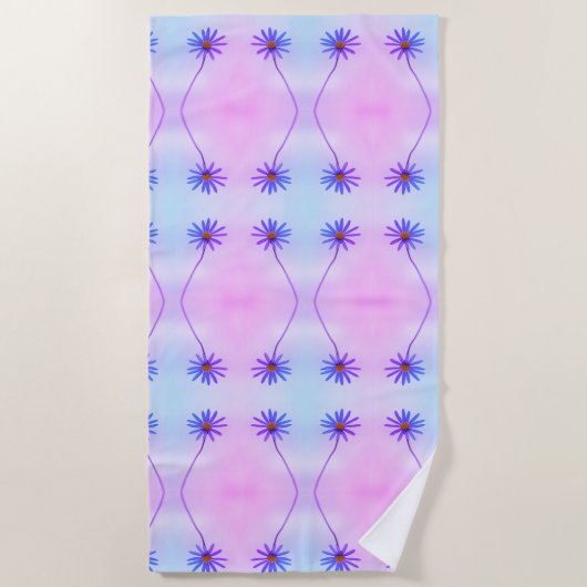 Serviette de plage à motif de marguerite violette (Devant)
