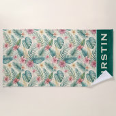 Serviette de plage à motif d'hibiscus tropical et (Devant)