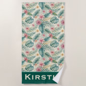 Serviette de plage à motif d'hibiscus tropical et (Devant)