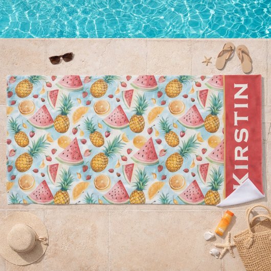 Serviette de plage à motif d'hibiscus tropical et