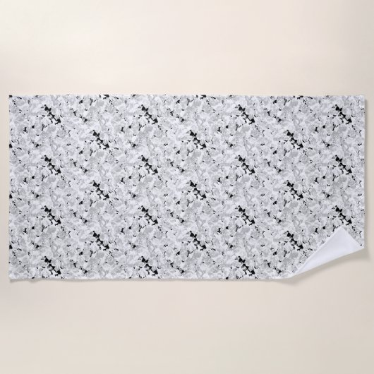 Serviette de plage à motif moderne Marbre Noir Bla (Devant)