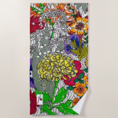 Serviette de plage à motifs de fleurs (Devant)