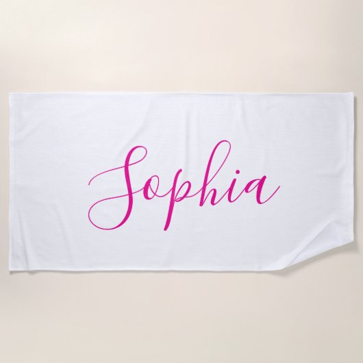 Serviette de plage à nom de script personnalisé :V (Devant)