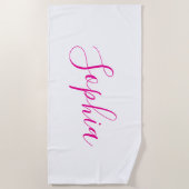 Serviette de plage à nom de script personnalisé :V (Devant)