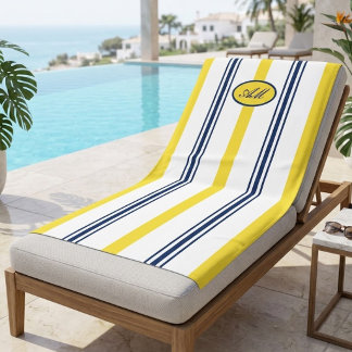 Serviette de plage à rayures bleues et jaunes avec