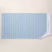 Serviette de plage à rayures bleues et vertes pers (Devant)