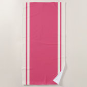Serviette de plage à rayures côtières - Framboise (Devant)