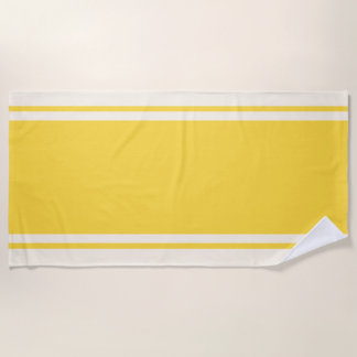 Serviette de plage à rayures côtières - Jaune et c