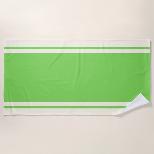 Serviette de plage à rayures côtières - Lime et cr (Devant)
