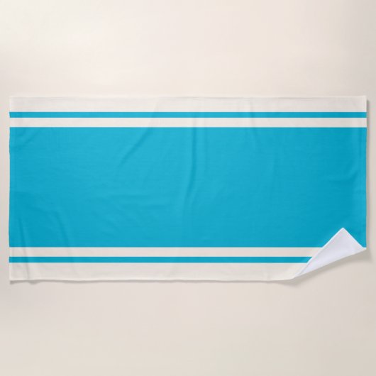 Serviette de plage à rayures côtières - Turquoise (Devant)