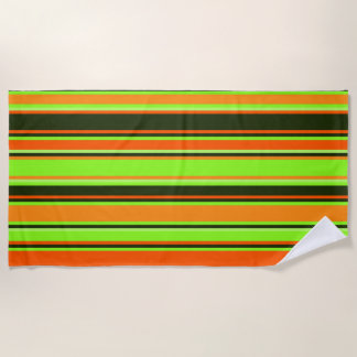Serviette de plage à rayures de chaux, d'orange et