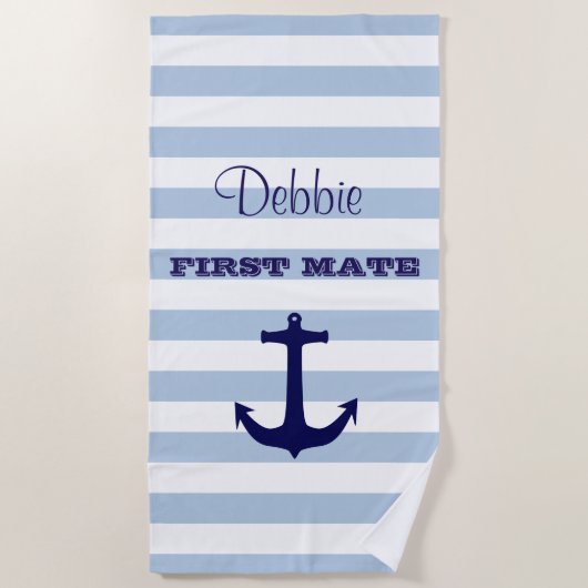 Serviette de plage à rayures de première taille pe (Devant)