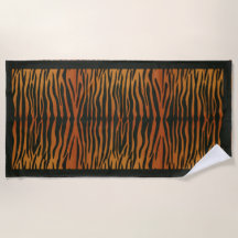 Serviette de plage à rayures de tigre avec bordure