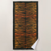 Serviette de plage à rayures de tigre avec bordure (Devant)