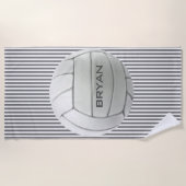 Serviette de plage à rayures de volley-ball (Devant)