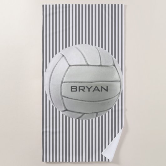 Serviette de plage à rayures de volley-ball (Devant)