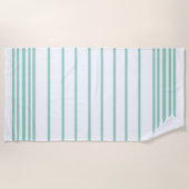 Serviette de plage à rayures turquoise et blanche (Devant)