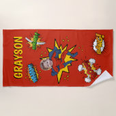 Serviette de plage à thème pour enfants Superhero (Devant)