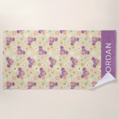 Serviette De Plage Abby Cadabby | Face de fleurs | Ajouter Votre Nom (Devant)