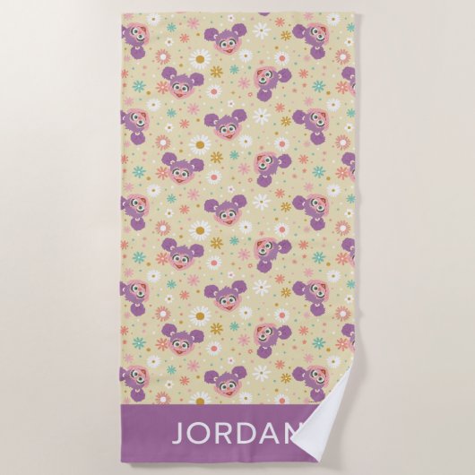 Serviette De Plage Abby Cadabby | Face de fleurs | Ajouter Votre Nom (Devant)