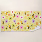 Serviette De Plage Abeille & Fleurs (Devant)