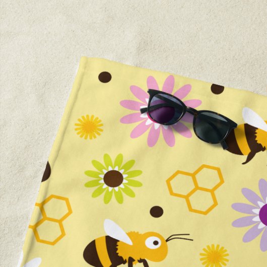 Serviette De Plage Abeille & Fleurs (En situation)