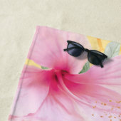 Serviette De Plage Abeille jaune Joyeux floraux roses (En situation)