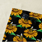 Serviette De Plage Abeille sur Tournesol Fleur Motif Design Noir