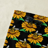 Serviette De Plage Abeille sur Tournesol Fleur Motif Design Noir (En situation)