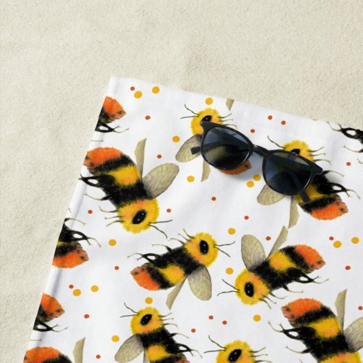 Serviette De Plage Abeilles Et Pois (En situation)
