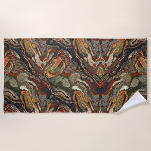 Serviette De Plage Abstract Earth Tone Swirl Pattern (Devant)