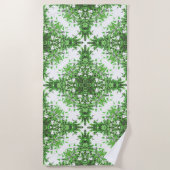 Serviette De Plage Abstract Floral Pattern In Black & Green On White (Devant)