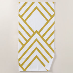 Serviette De Plage Abstract geometrical, white and gold