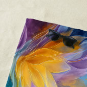 Serviette De Plage Abstract Golden Lotus Floating Flowers  (En situation)
