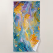 Serviette De Plage Abstract Golden Lotus Floating Flowers  (Devant)