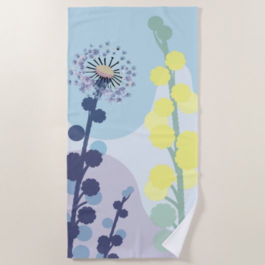 Serviette De Plage Abstract Golden Wattle Modern Acacia Illustrative (Devant)