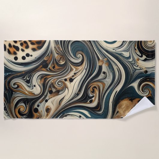Serviette De Plage Abstract Leopard Print Swirl (Devant)