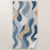 Serviette De Plage Abstract Modern Ocean Wave Pattern Coastal Blue Be (Devant)