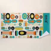 Serviette De Plage Abstract Pattern RETRO Mid Century Modern Name  (Devant)