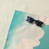 Serviette De Plage Abstract Teal and White Flowing Waves (En situation)