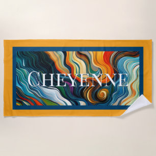Serviette De Plage Abstrait Art Moderne Couleur Fissures Joyau Tone
