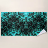 Serviette De Plage Abstrait Black Green Fractal Art (Devant)