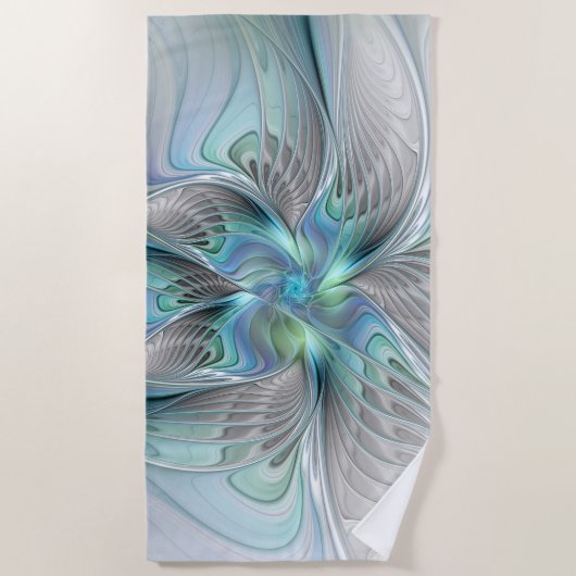 Serviette De Plage Abstrait Bleu Vert Papillon Imaginaire Fractal Art (Devant)
