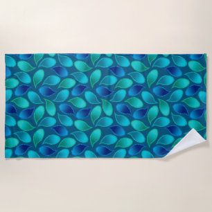 Serviette De Plage Abstrait bleu vert vert turquoise de pluie de paon